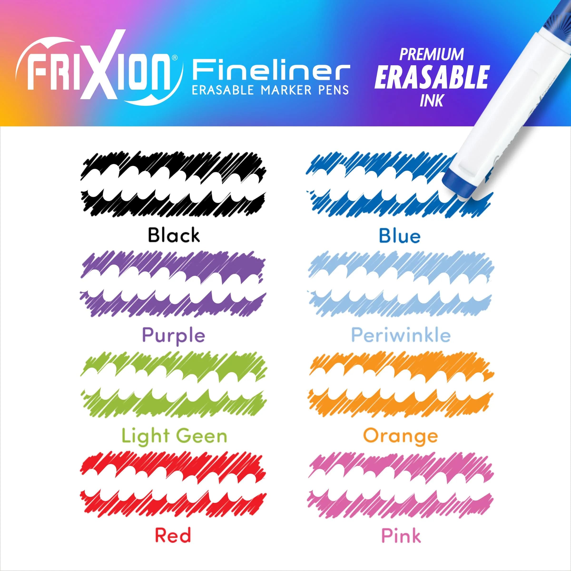 Pilot FriXion Fineliner Erasable Marker Pens, Fine Point 0.7mm, Pack of 6 Assorted Colors | Smooth Ink Flow - view 5