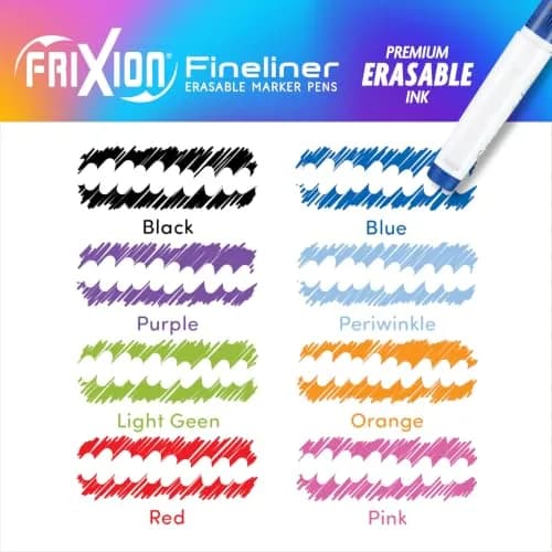 Pilot FriXion Fineliner Erasable Marker Pens, Fine Point 0.7mm, Pack of 6 Assorted Colors | Smooth Ink Flow thumbnail 5