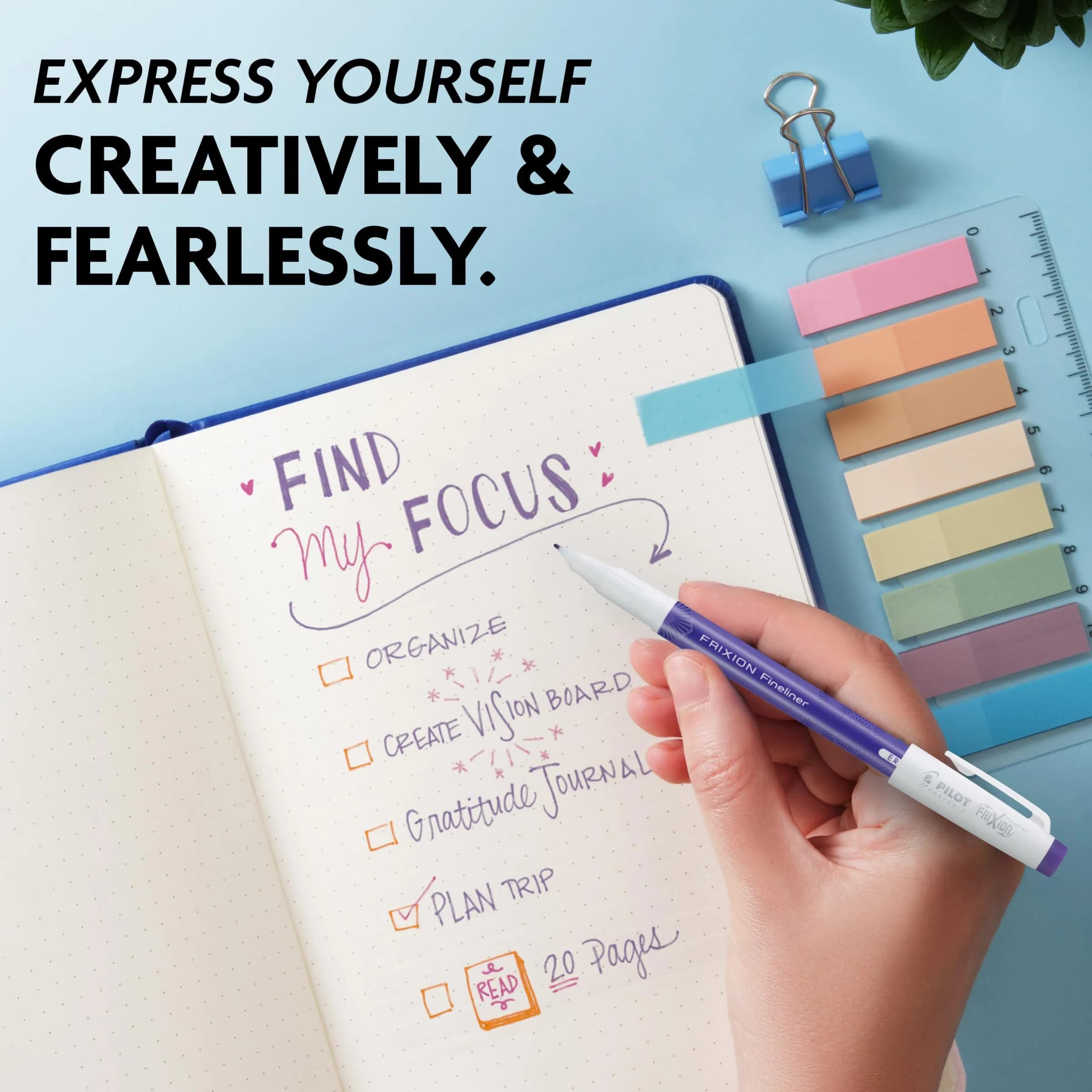 Pilot FriXion Fineliner Erasable Marker Pens, Fine Point 0.7mm, Pack of 6 Assorted Colors | Smooth Ink Flow - view 7