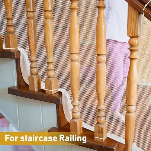 Gudui Safety Stair Railing Net for Baby & Pets, 300cm x 80cm (10ft x 2.6ft) White Honeycomb Mesh | Indoor/Outdoor Use thumbnail 6