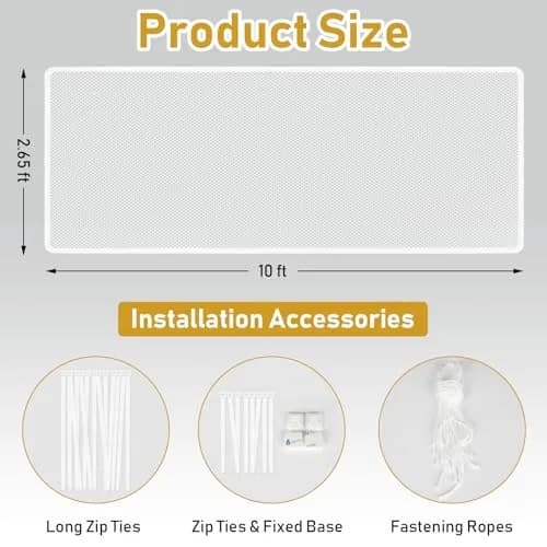 Gudui Safety Stair Railing Net for Baby & Pets, 300cm x 80cm (10ft x 2.6ft) White Honeycomb Mesh | Indoor/Outdoor Use thumbnail 2