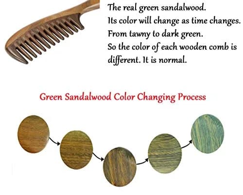 Louise Maelys Wooden Hair Combs Set 7.8 x 2.1 inch | Anti-static & Calming Sandalwood Scent thumbnail 5