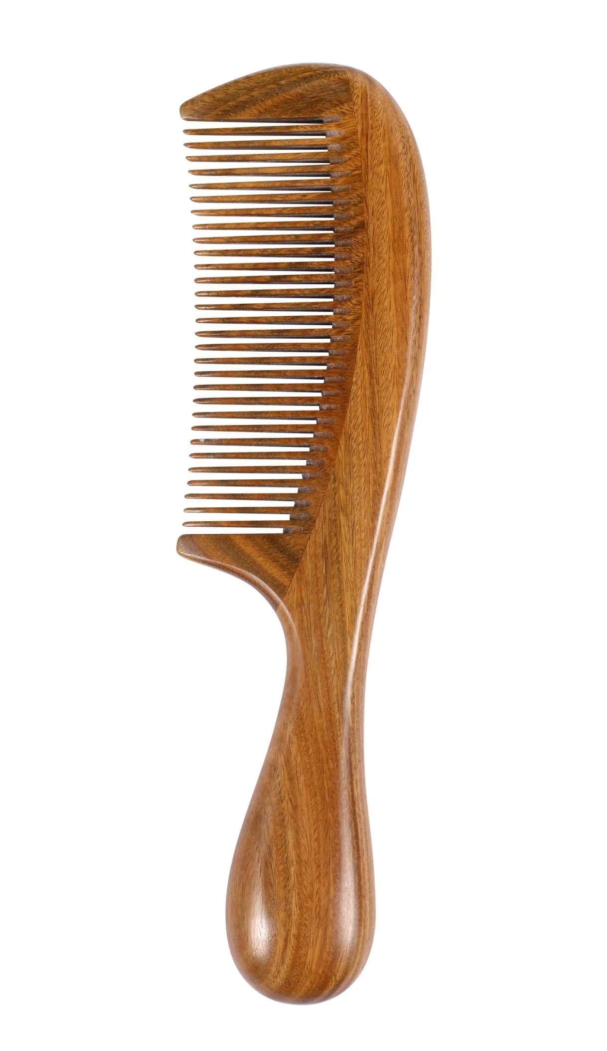 Louise Maelys Wood Fine Tooth Comb For Thick Hair | Anti Static & Natural Sandalwood (20cm) thumbnail 1