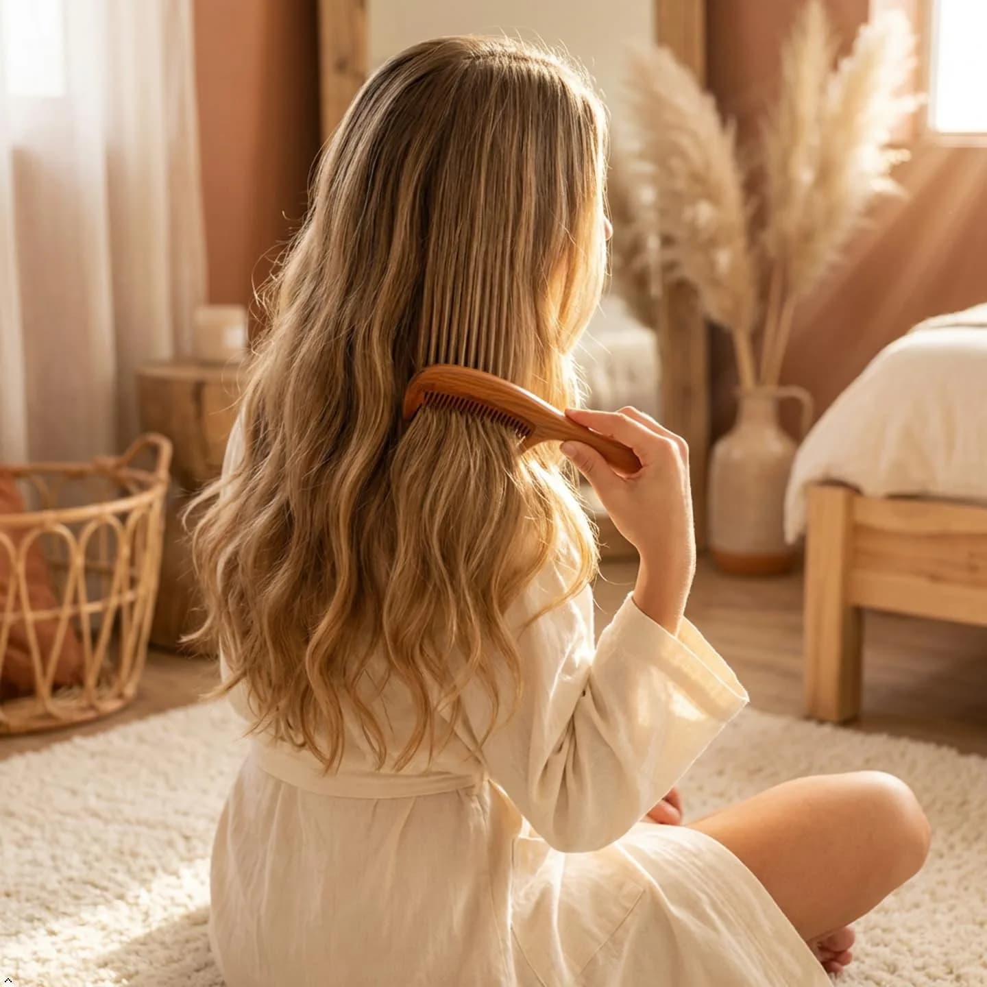 Louise Maelys Wood Fine Tooth Comb For Thick Hair | Anti Static & Natural Sandalwood (20cm) thumbnail 10