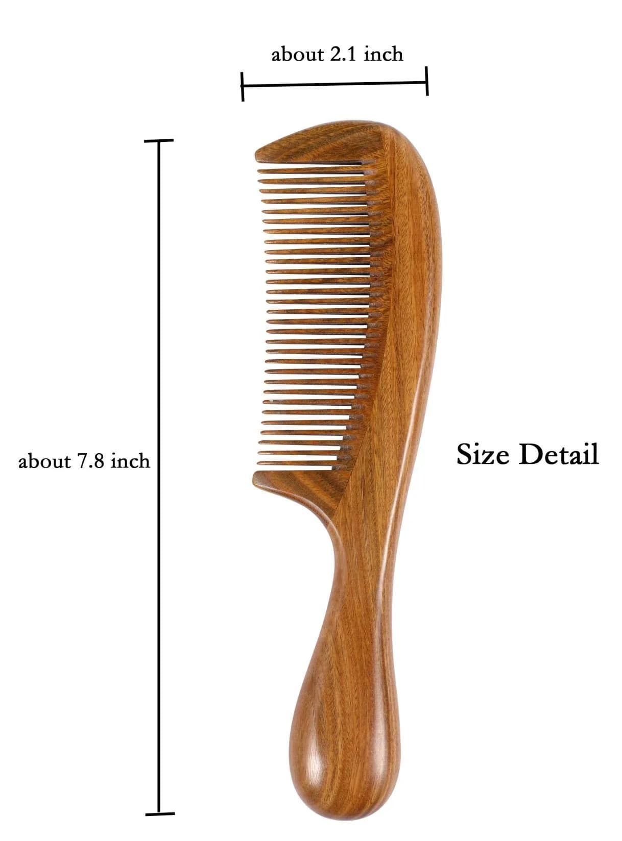 Louise Maelys Wood Fine Tooth Comb For Thick Hair | Anti Static & Natural Sandalwood (20cm) thumbnail 2
