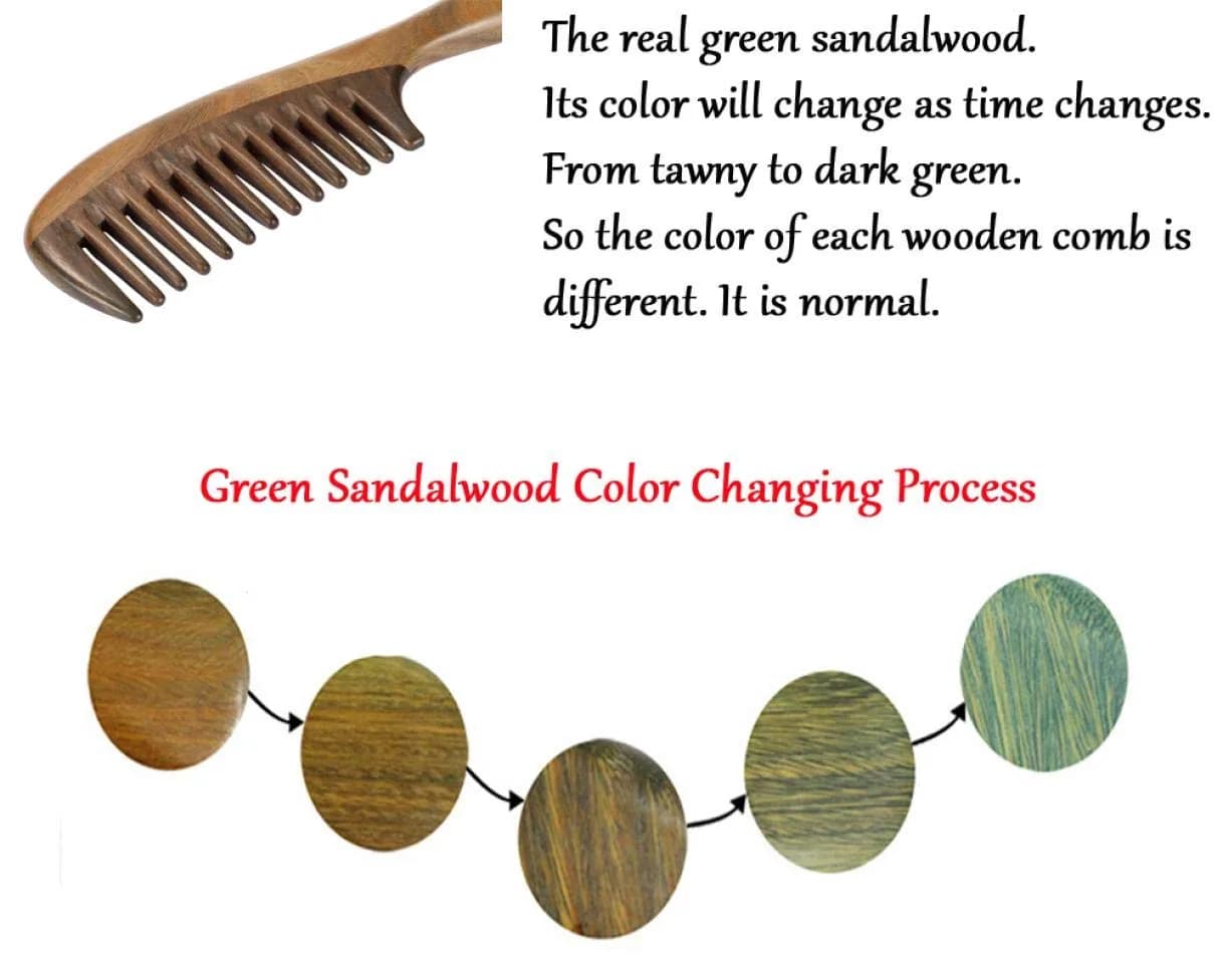 Louise Maelys Wood Fine Tooth Comb For Thick Hair | Anti Static & Natural Sandalwood (20cm) thumbnail 5