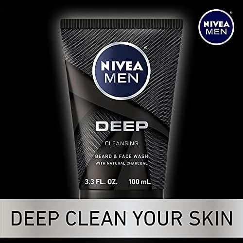 NIVEA MEN DEEP Cleansing Beard and Face Wash 295ml (3 x 3.3 Fl Oz) | Natural Charcoal for Deep Clean thumbnail 4