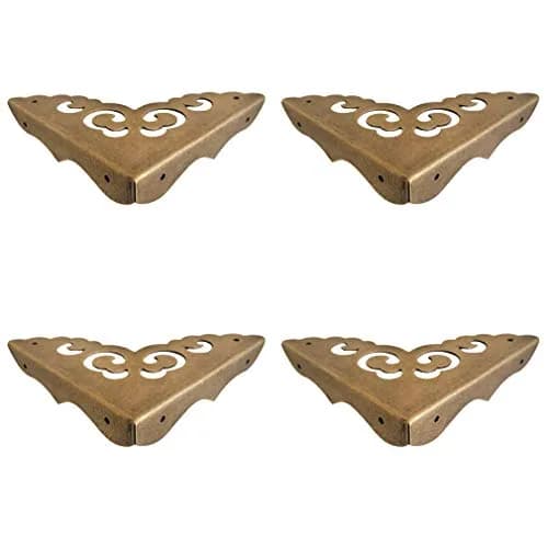 Tiazza Antique Brass Edge Corner Protectors 80mm (3.15") | Vintage Design Decorative Braces for Furniture & Cabinets thumbnail 1