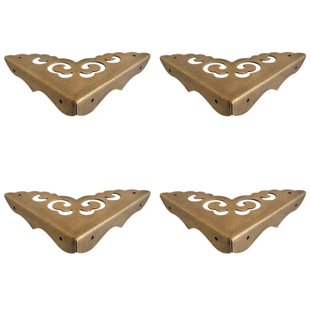 Tiazza Antique Brass Edge Corner Protectors 65mm (2.56") | Vintage Design Decorative Braces for Furniture & Jewelry Boxes — Antique Bronze