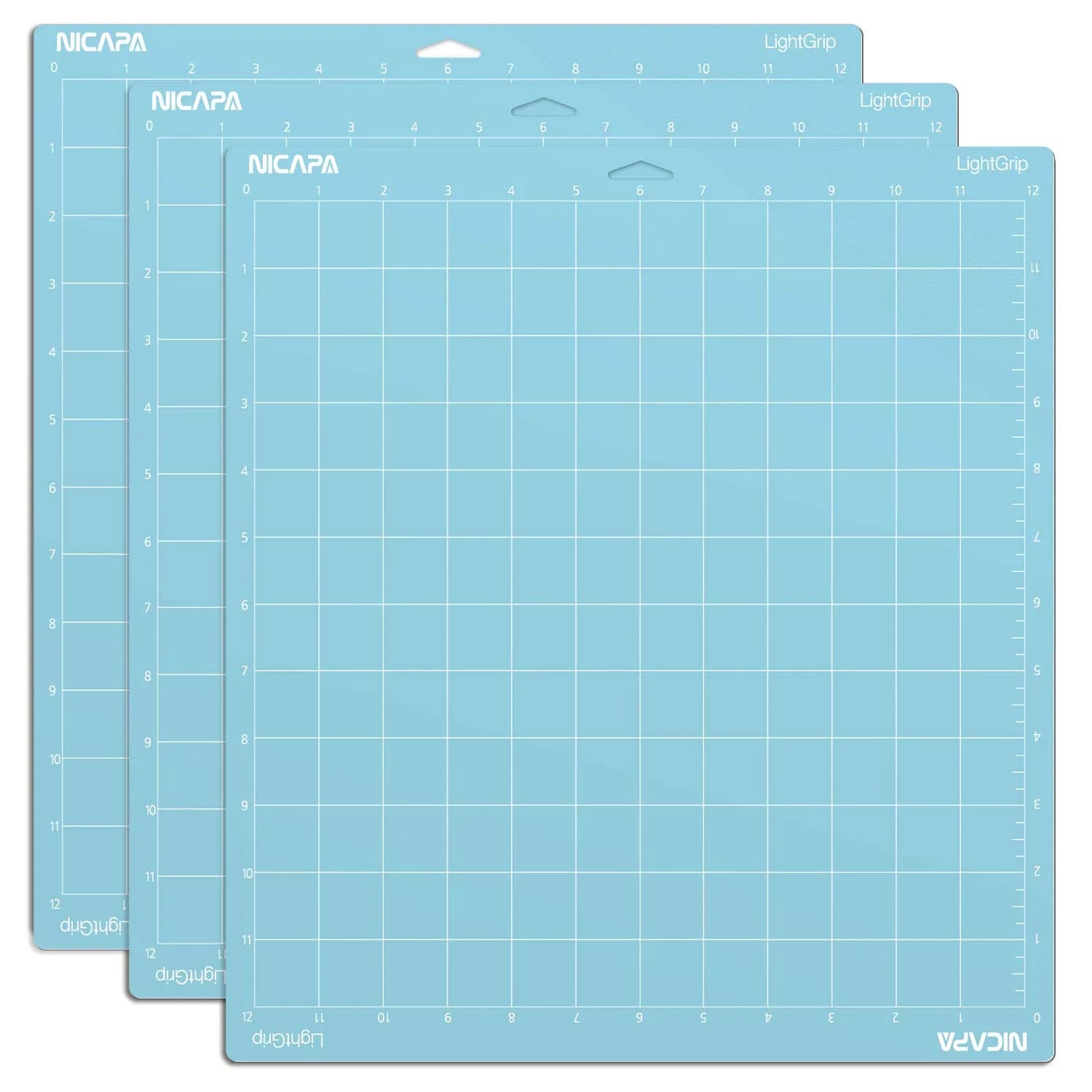 NICAPA Light Grip Cutting Mat Set (3 Mats, Blue, 12x12 inch) | Self-Healing for Paper & Vinyl Crafts - main product image
