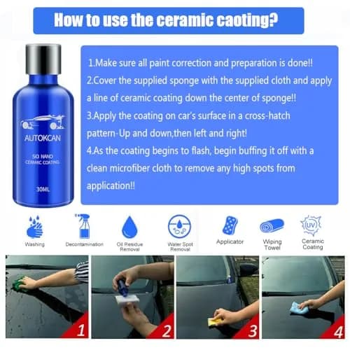 Autokcan Nano Ceramic Coating 30ML | Hydrophobic, Anti-Scratch, High Gloss Car Protection thumbnail 3