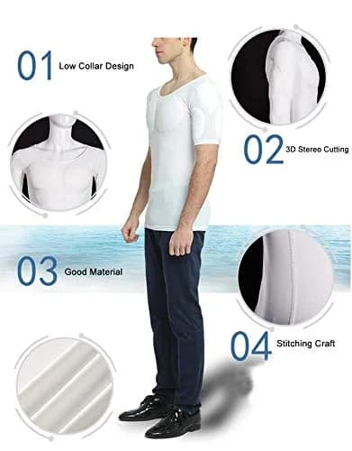 Ypnrd Fake Muscle Suit Shirt White XL | Invisible Simulation of Thinning Elastic Detachable Bottoming Shirt thumbnail 4