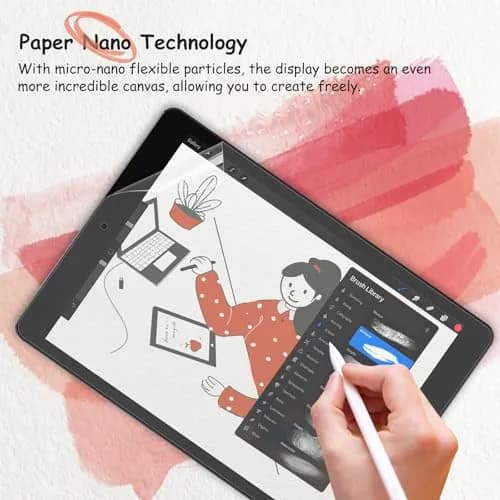 bersem Paperfeel Screen Protector for iPad 9.7 6th/5th Gen & Air 2/1 | Matte PET Film for Drawing, Anti-Glare, Compatible with Apple Pencil, Touch Sensitivity, Case Friendly thumbnail 4
