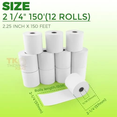 TK Thermal King 2 1/4" x 150' Thermal Paper Rolls | Compatible with Cash Registers & Calculators thumbnail 3