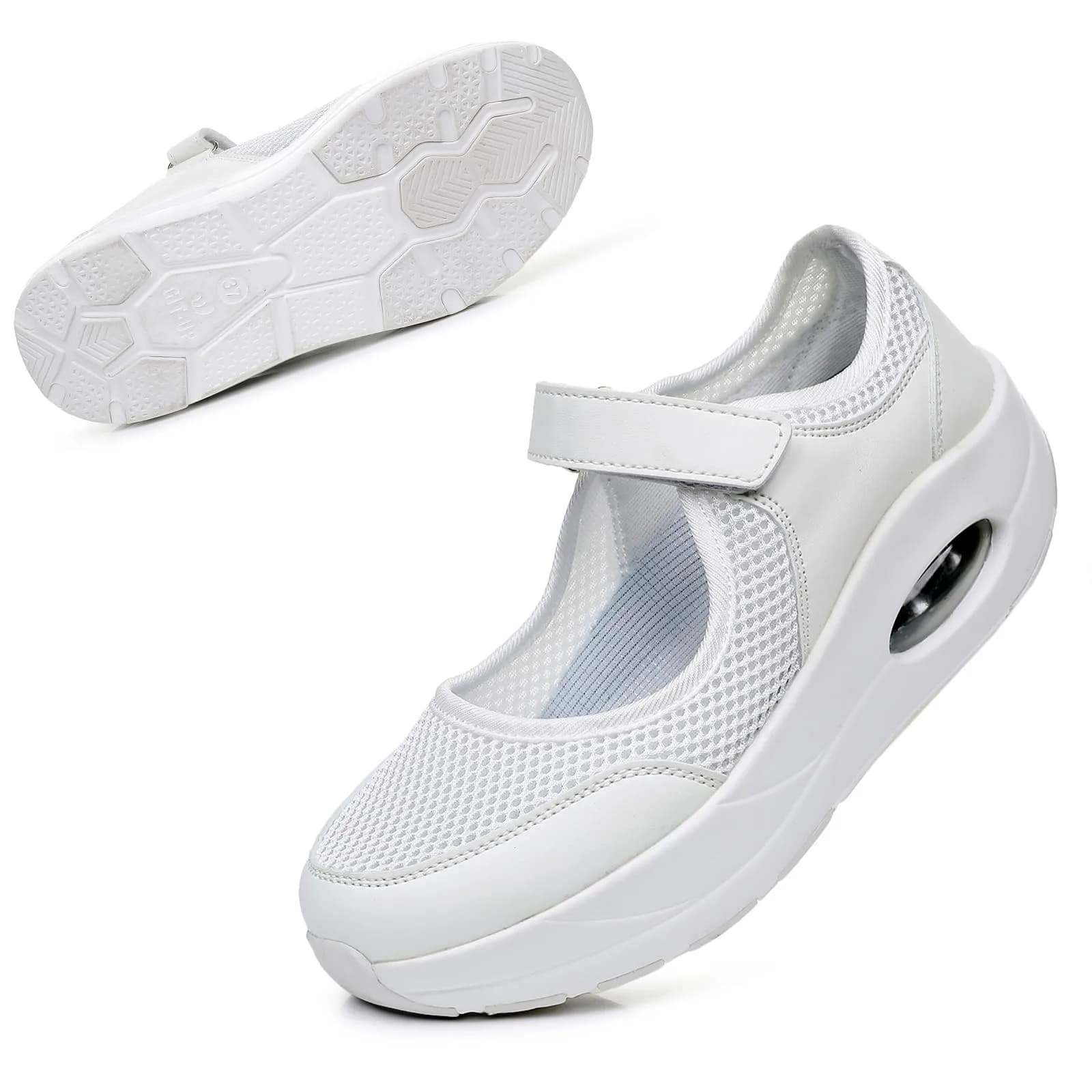 Git-up Women's Diabetic Walking Shoes Wide Toe Box Nursing Shoes B-White | Comfortable, Supportive & Slip-Resistant