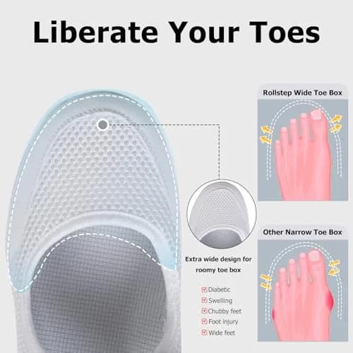Git-up Women's Diabetic Walking Shoes Wide Toe Box Nursing Shoes B-White | Comfortable, Supportive & Slip-Resistant thumbnail 5