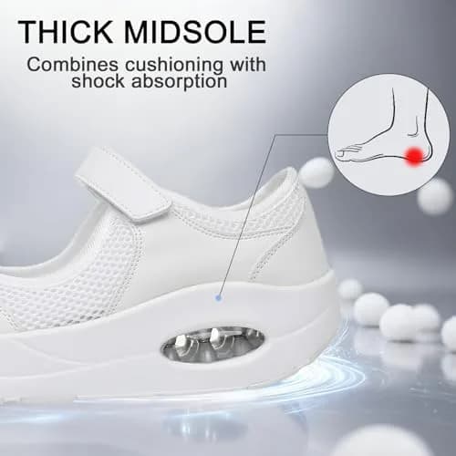 Git-up Women's Diabetic Walking Shoes Wide Toe Box Nursing Shoes B-White | Comfortable, Supportive & Slip-Resistant thumbnail 6