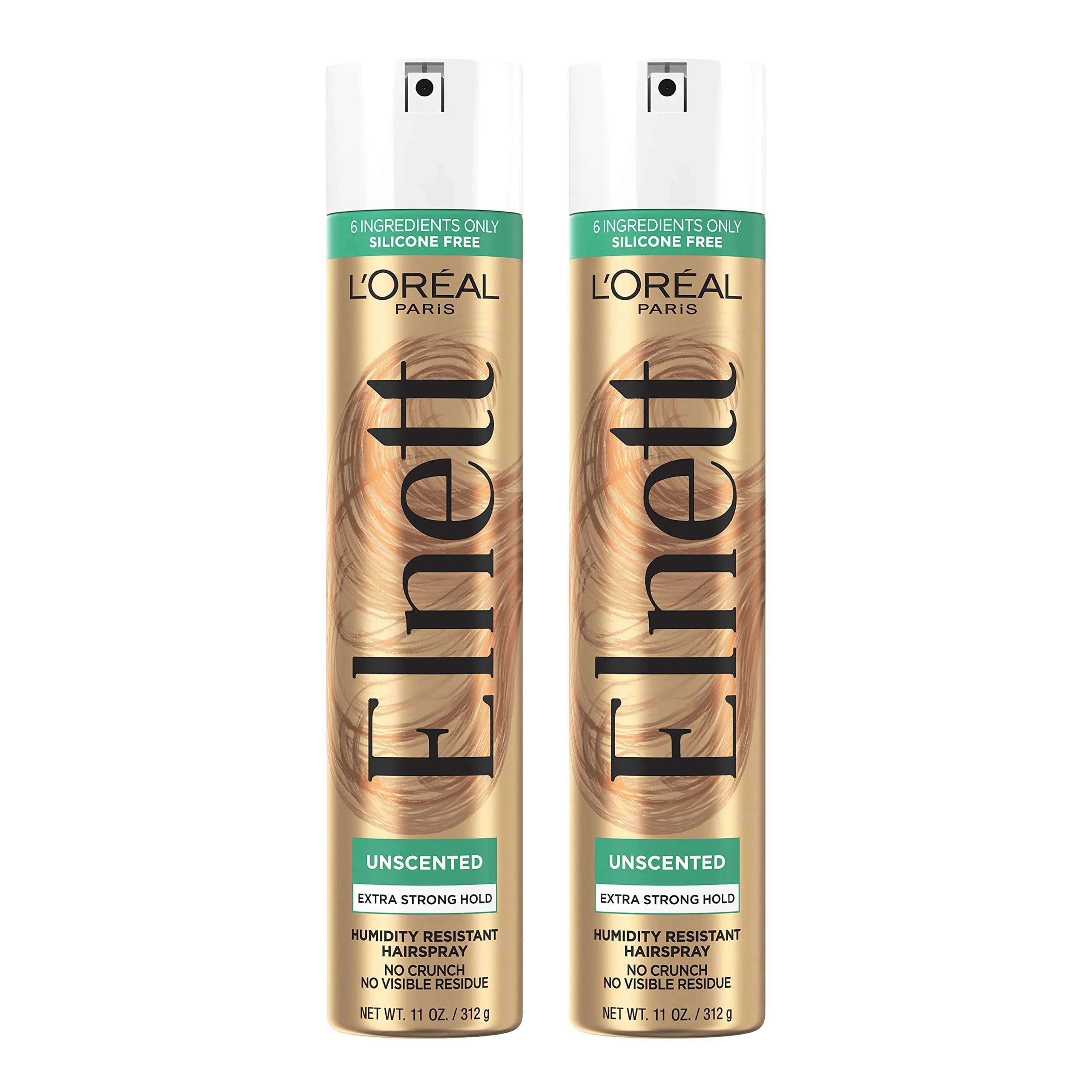 L'Oreal Paris Elnett Satin Unscented Hairspray, 11 oz (Pack of 2) | Extra Strong Hold - main product image