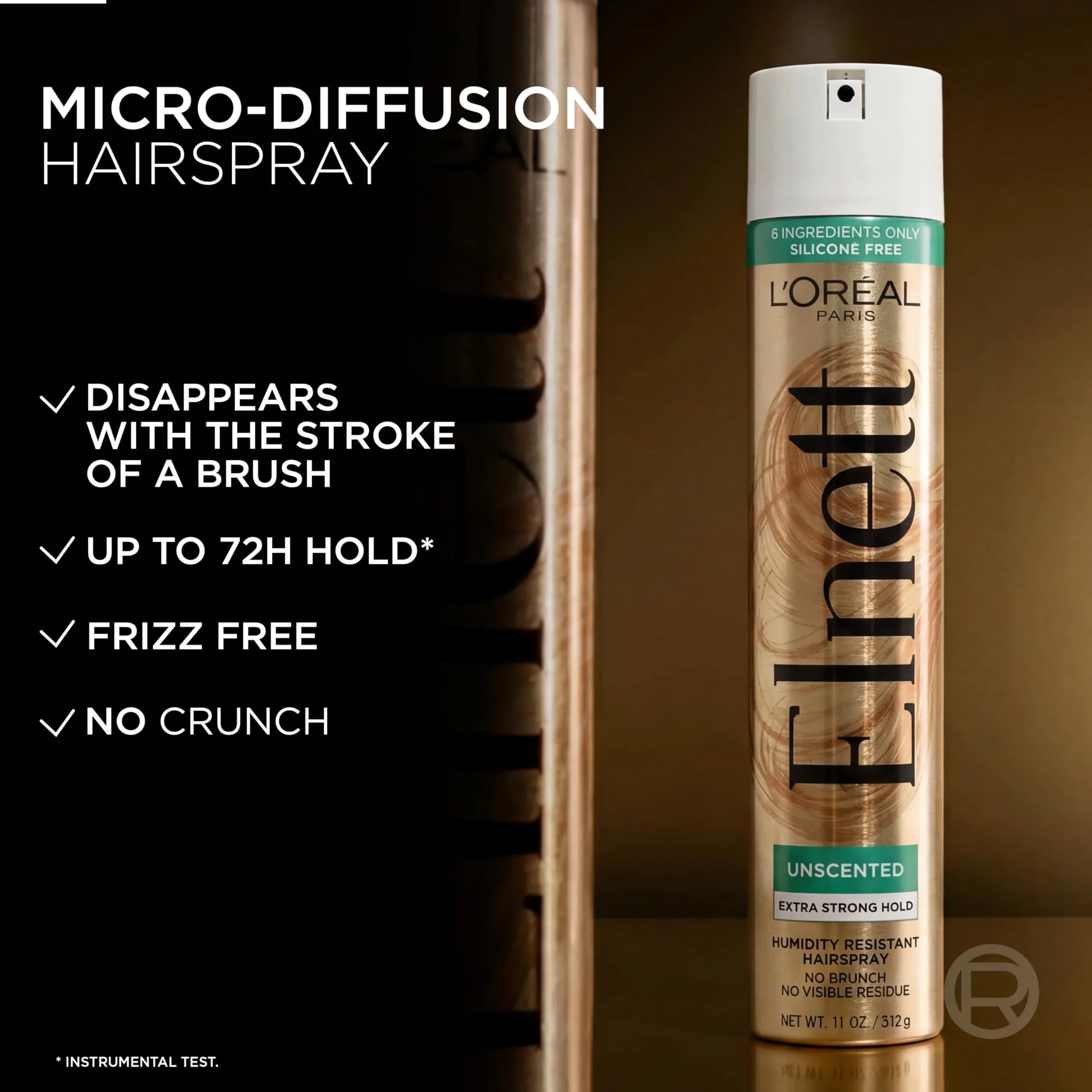 L'Oreal Paris Elnett Satin Unscented Hairspray, 11 oz (Pack of 2) | Extra Strong Hold - view 3