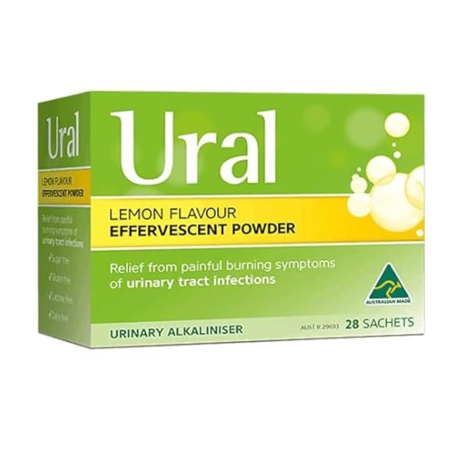 Ural Effervescent Powder 4g (0.14 oz) Lemon Flavor | Urinary Alkalinizer for Cystitis Relief - view 6