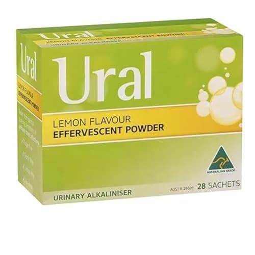 Ural Effervescent Powder 4g (0.14 oz) Lemon Flavor | Urinary Alkalinizer for Cystitis Relief thumbnail 1