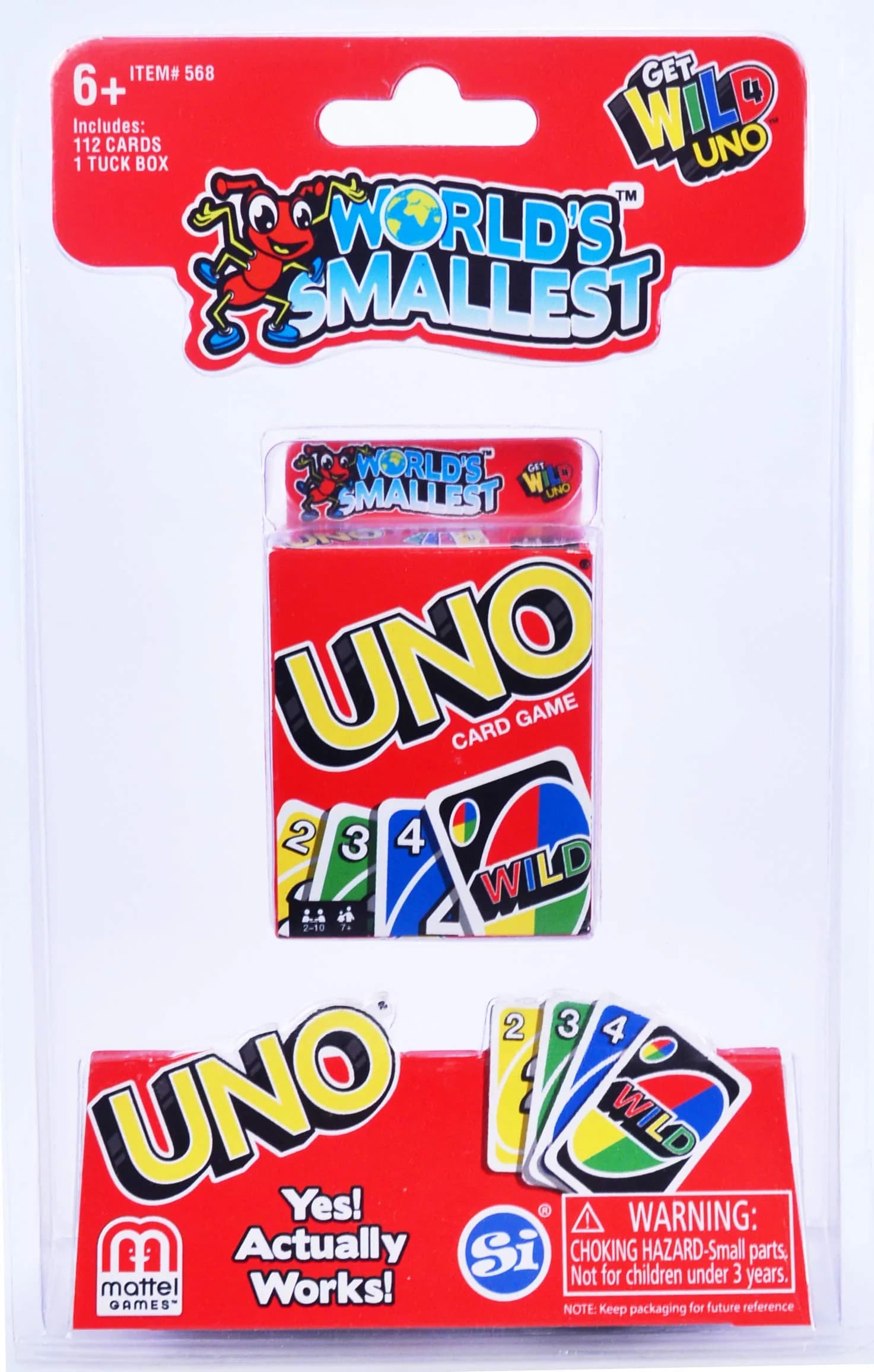 World's Smallest UNO Card Game 112 Cards | Classic Matching Game for Ages 6+ — No Color