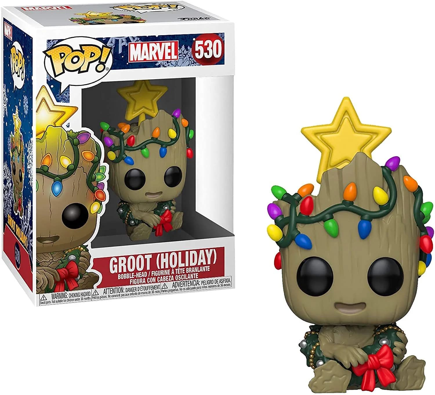 Funko Pop! Marvel: Holiday - Groot with Wreath, Multicolor | Stylized 3.75-inch Vinyl Collectible - main product image