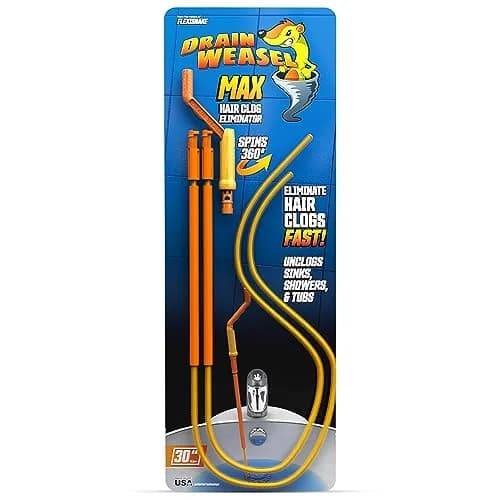 FlexiSnake Drain Weasel Max Sink Snake Hair Clog Remover Tool, 2 Wands | 30" Ultra-Thin Pipe Cleaner for Fast Drain Unclogging thumbnail 1