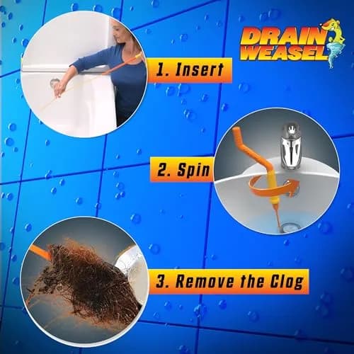 FlexiSnake Drain Weasel Max Sink Snake Hair Clog Remover Tool, 2 Wands | 30" Ultra-Thin Pipe Cleaner for Fast Drain Unclogging thumbnail 4