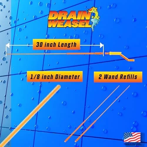 FlexiSnake Drain Weasel Max Sink Snake Hair Clog Remover Tool, 2 Wands | 30" Ultra-Thin Pipe Cleaner for Fast Drain Unclogging thumbnail 7