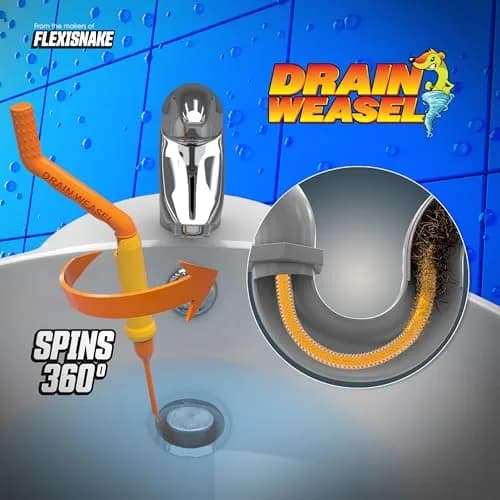 FlexiSnake Drain Weasel Max Sink Snake Hair Clog Remover Tool, 2 Wands | 30" Ultra-Thin Pipe Cleaner for Fast Drain Unclogging thumbnail 2