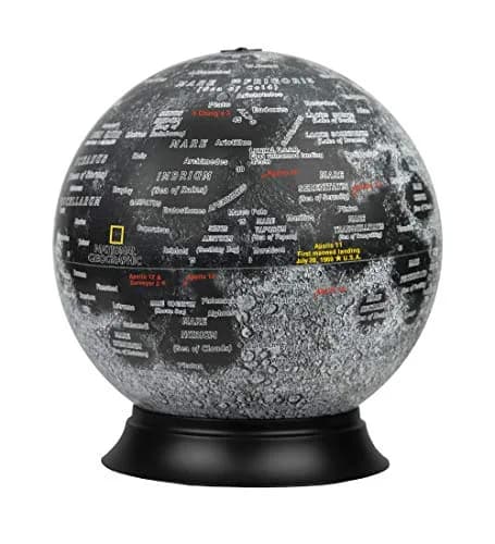 Replogle Globes National Geographic Illuminated Moon Globe 12" | Apollo 11 Moon Landing Special Edition with 900+ Locations thumbnail 1