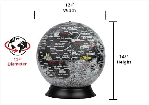 Replogle Globes National Geographic Illuminated Moon Globe 12" | Apollo 11 Moon Landing Special Edition with 900+ Locations thumbnail 2