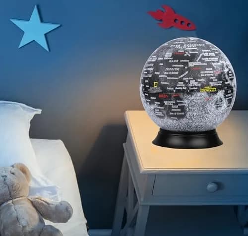 Replogle Globes National Geographic Illuminated Moon Globe 12" | Apollo 11 Moon Landing Special Edition with 900+ Locations thumbnail 3