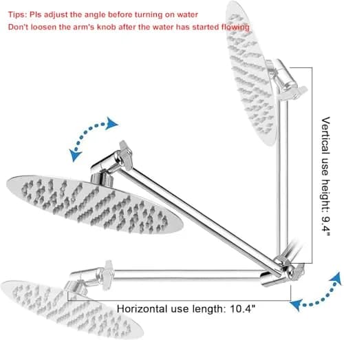 NearMoon Adjustable Shower Arm Extension 27.94 cm (11 Inch) Chrome Finish | Upgrade Shower Experience thumbnail 8
