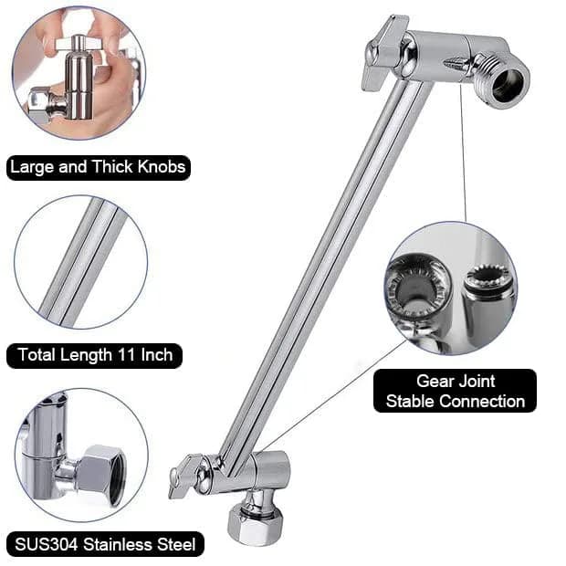 NearMoon Adjustable Shower Arm Extension 27.94 cm (11 Inch) Chrome Finish | Upgrade Shower Experience thumbnail 3