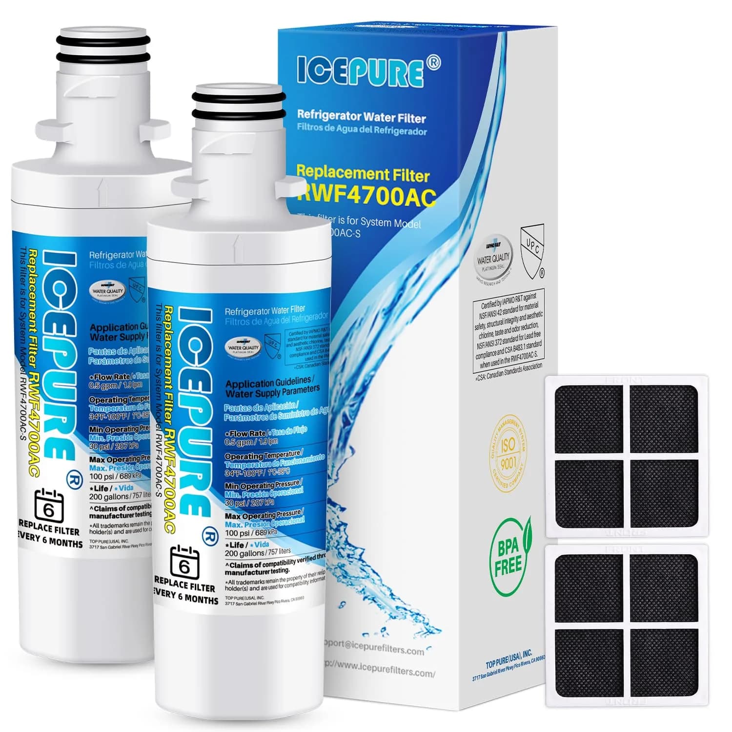 ICEPURE ADQ747935 Replacement Water & Air Filter Combo for LG LT1000P, 220V Compatible | Efficient Filtration for Indian Homes - main product image