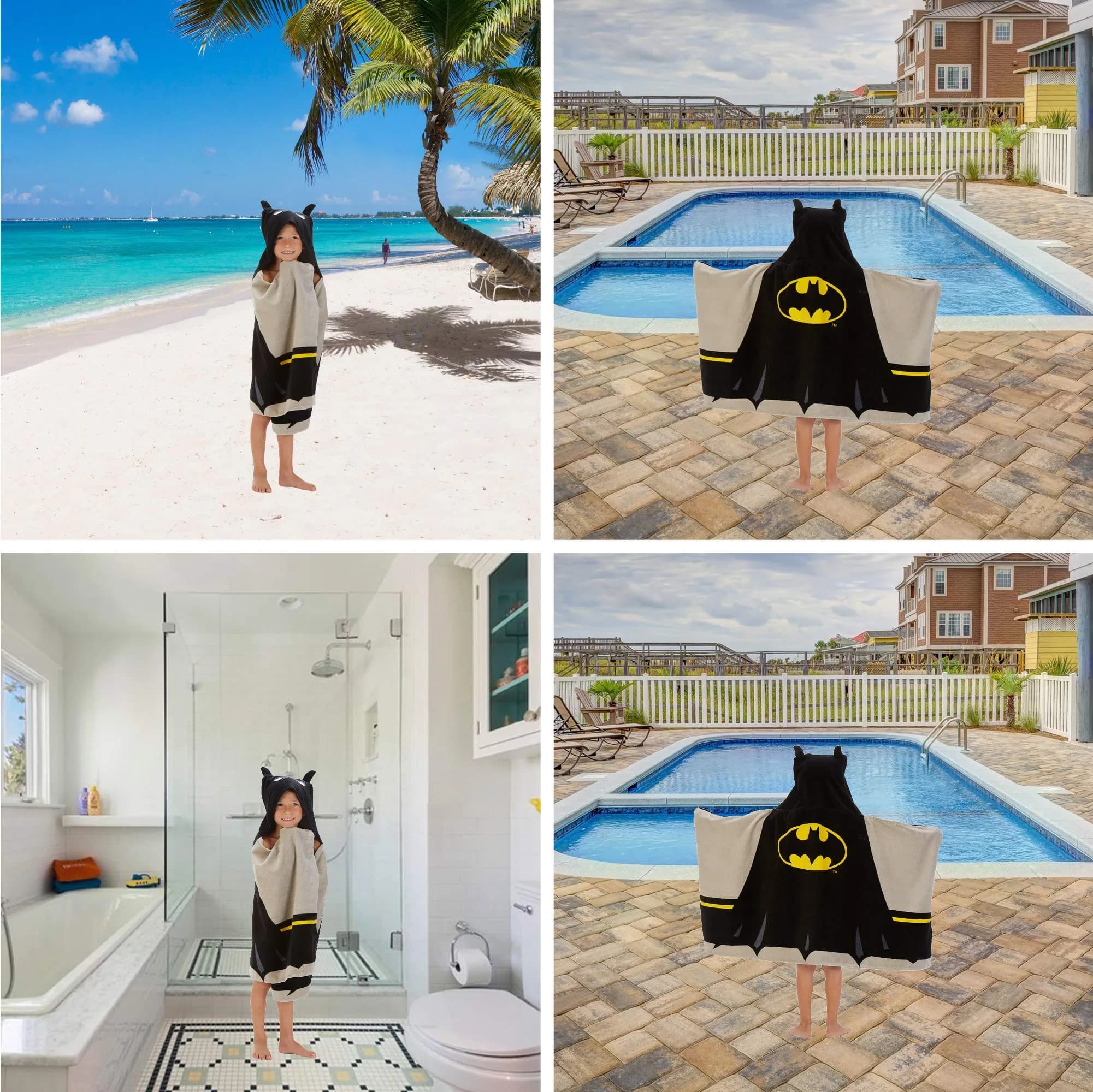 Franco Batman Hooded Towel Wrap 64cm x 127cm (25" x 50") | Super Soft Cotton Terry for Bath, Pool, Beach - view 6