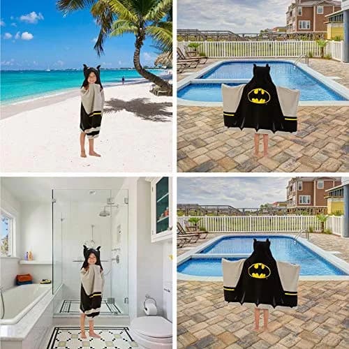 Franco Batman Hooded Towel Wrap 64cm x 127cm (25" x 50") | Super Soft Cotton Terry for Bath, Pool, Beach thumbnail 6