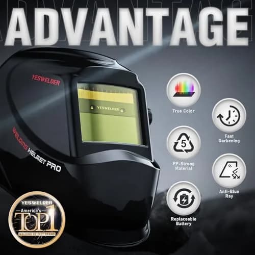 YESWELDER LYG-L600A Auto Darkening Welding Helmet True Color 1/1/1/1 Optical Clarity | 92.5mm x 42.5mm Viewing Area thumbnail 2