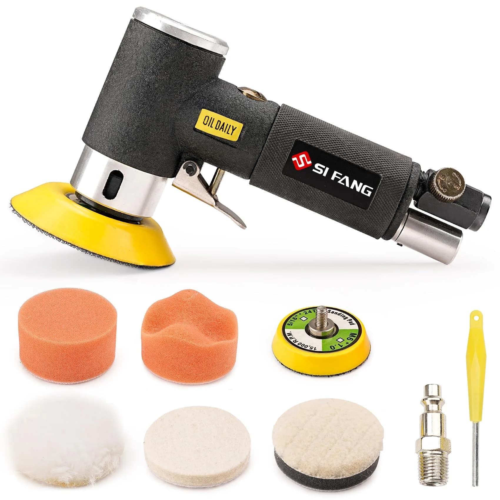 SI FANG 2" & 3" Mini Orbital Air Sander & Polisher Kit | Pneumatic Random Orbital Sander for Auto Body Work