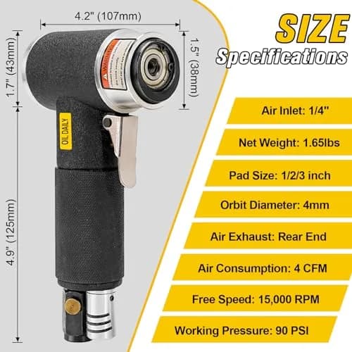 SI FANG 2" & 3" Mini Orbital Air Sander & Polisher Kit | Pneumatic Random Orbital Sander for Auto Body Work thumbnail 6
