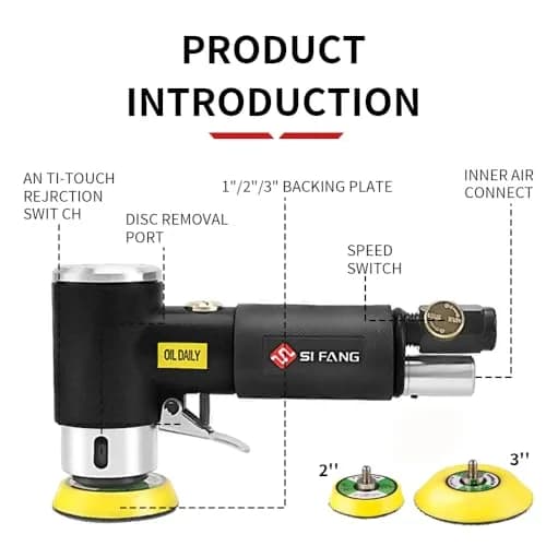 SI FANG 2" & 3" Mini Orbital Air Sander & Polisher Kit | Pneumatic Random Orbital Sander for Auto Body Work thumbnail 2