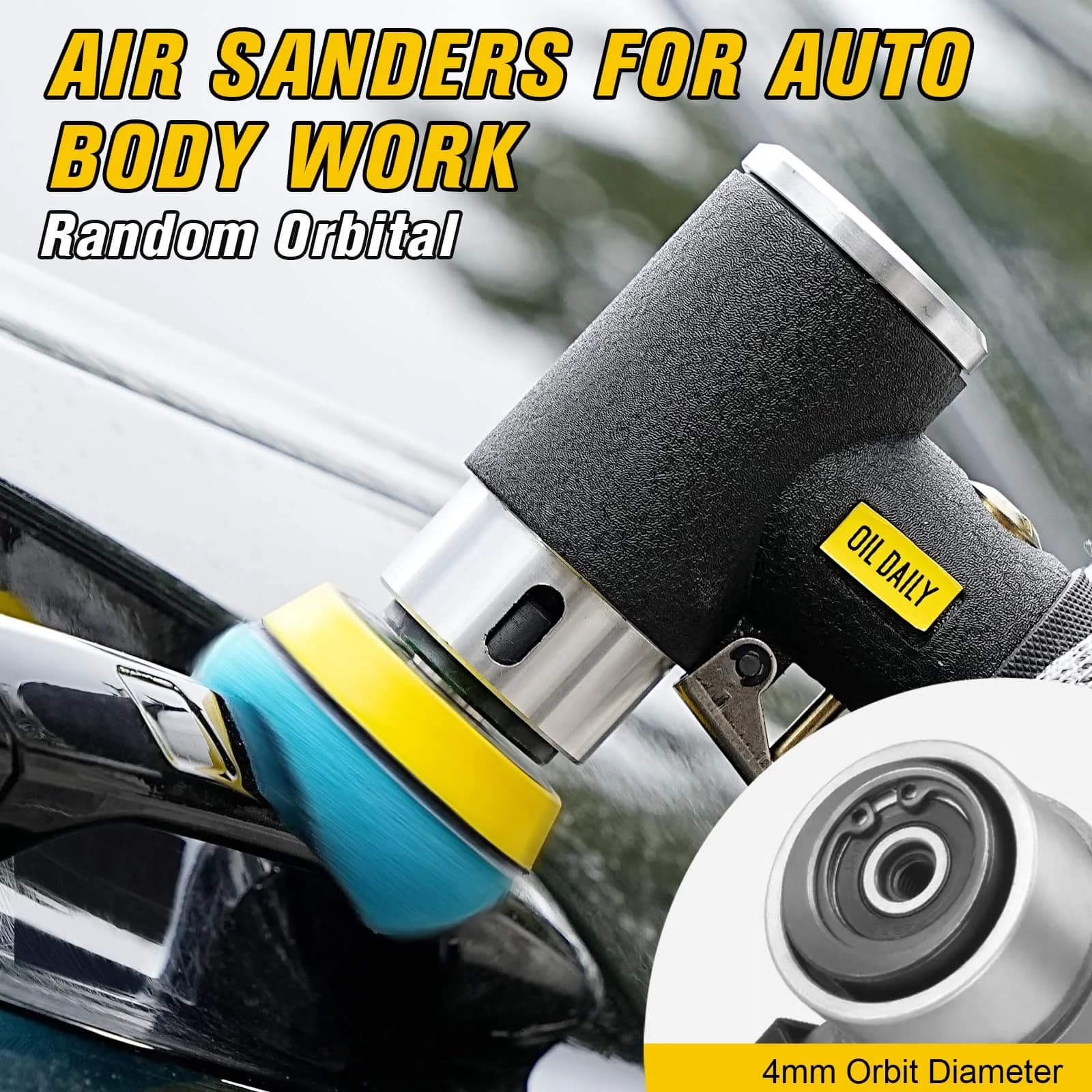 SI FANG 2" & 3" Mini Orbital Air Sander & Polisher Kit | Pneumatic Random Orbital Sander for Auto Body Work - view 4