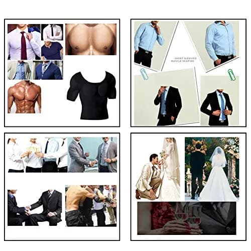 Ypnrd Fake Muscle Suit Shirt Men's Long Sleeve T-Shirt with Detachable Pad, Black XL | Invisible Simulation for Enhanced Physique thumbnail 5