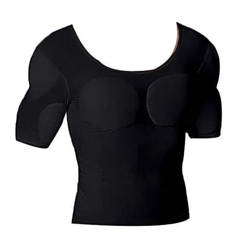 Ypnrd Fake Muscle Suit Shirt Men's Long Sleeve T-Shirt with Detachable Pad, Black XL | Invisible Simulation for Enhanced Physique thumbnail 1