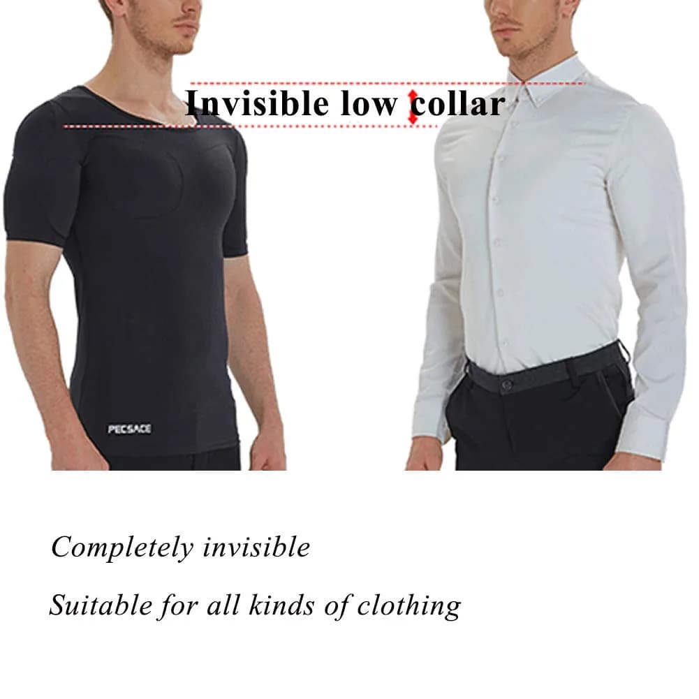 Ypnrd Fake Muscle Suit Shirt Men's Long Sleeve T-Shirt with Detachable Pad, Black XL | Invisible Simulation for Enhanced Physique - view 3