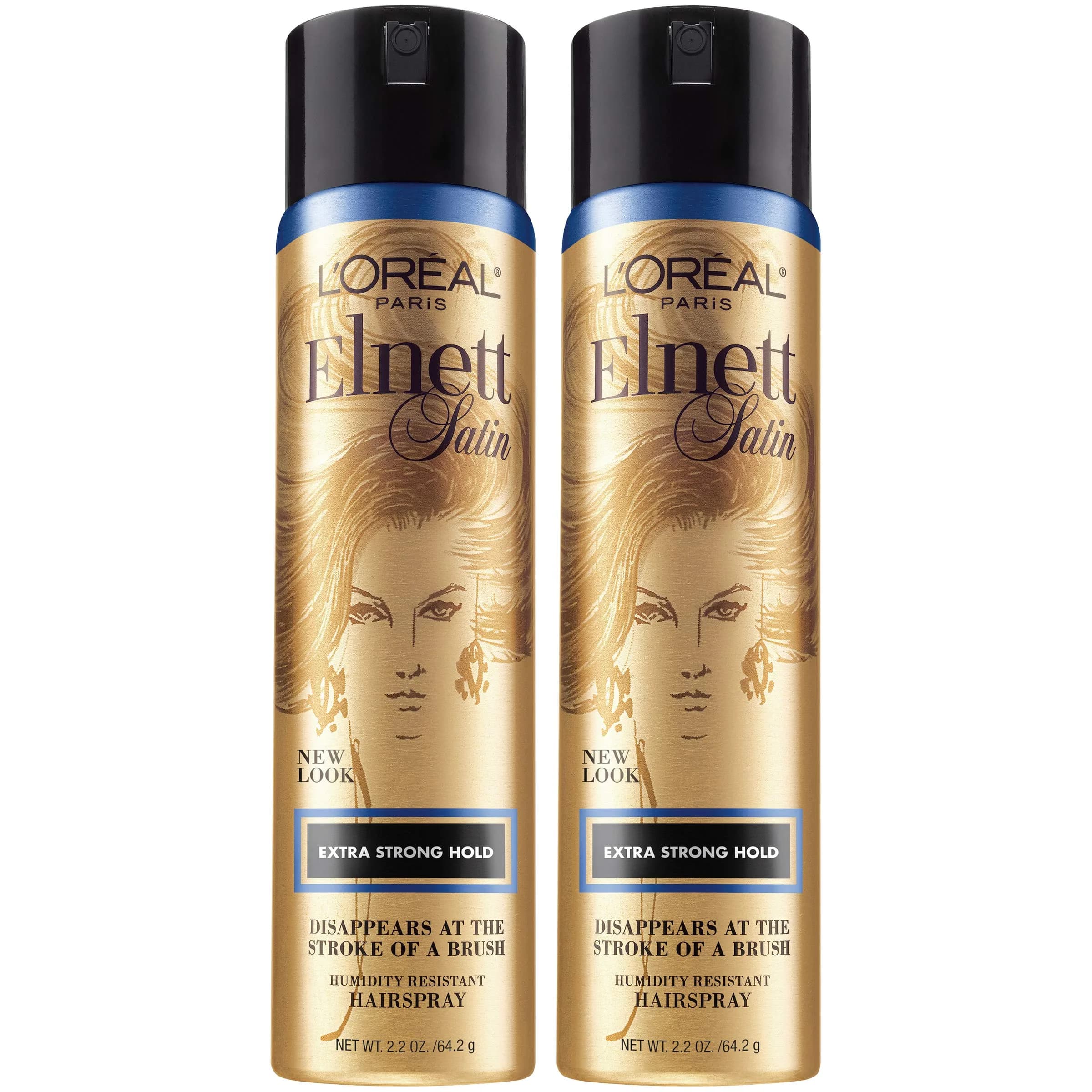 L'Oreal Paris Elnett Extra Strong Hold Hairspray, Unscented, 2.2 oz (Pack of 2) | Humidity Resistant, Brushable Hold - main product image