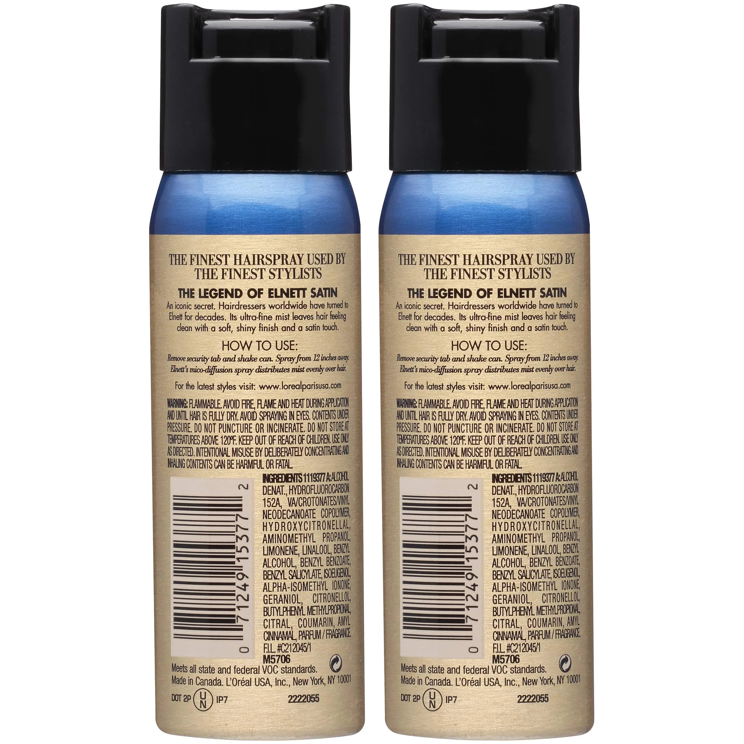 L'Oreal Paris Elnett Extra Strong Hold Hairspray, Unscented, 2.2 oz (Pack of 2) | Humidity Resistant, Brushable Hold - view 2