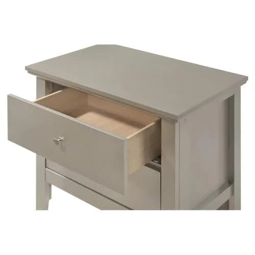 Glory Furniture Primo 2 Drawer Nightstand in Silver Champagne | Fully Assembled Bedroom Table with Dovetailed Drawers (24" H x 24" W x 16" D) thumbnail 4